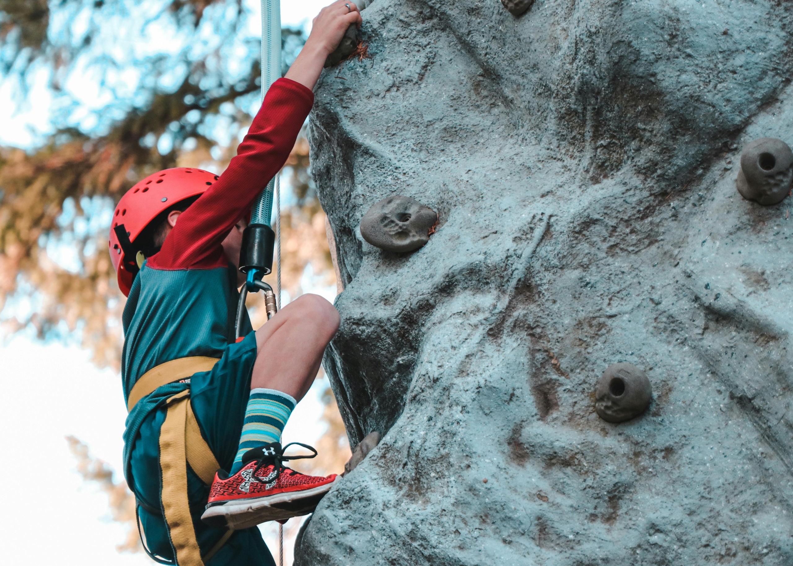 Picture of a person who is rock climbing